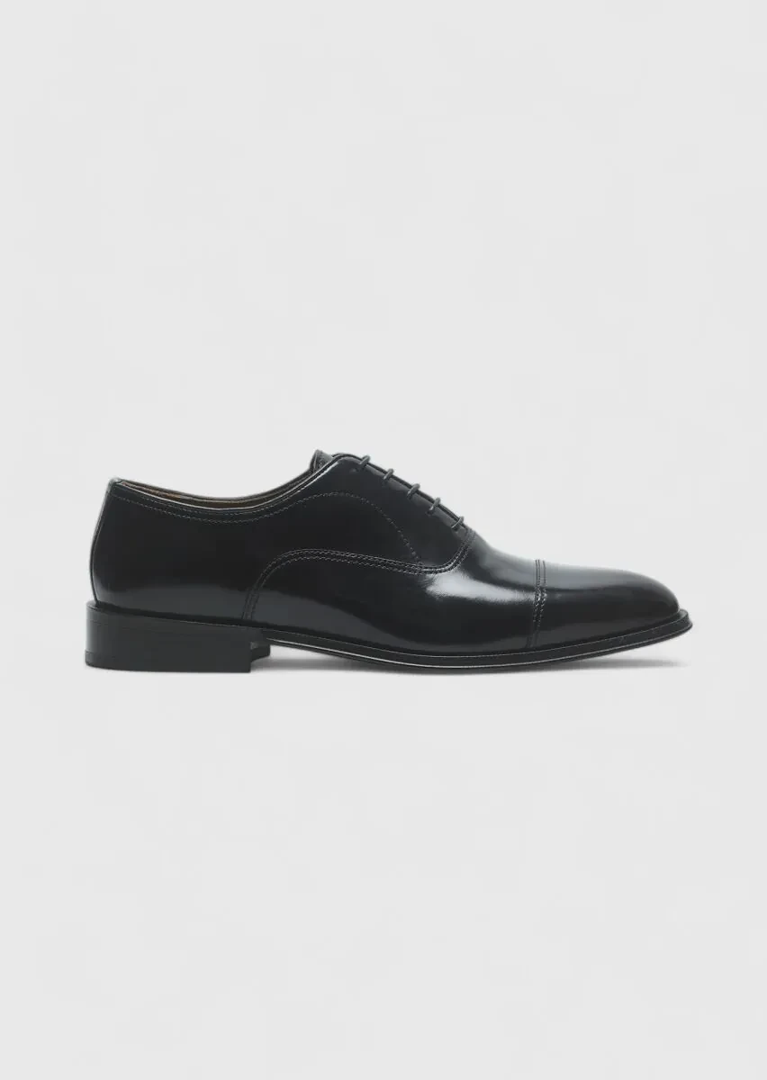 Navy Blue Leather Classical Shoes - 1