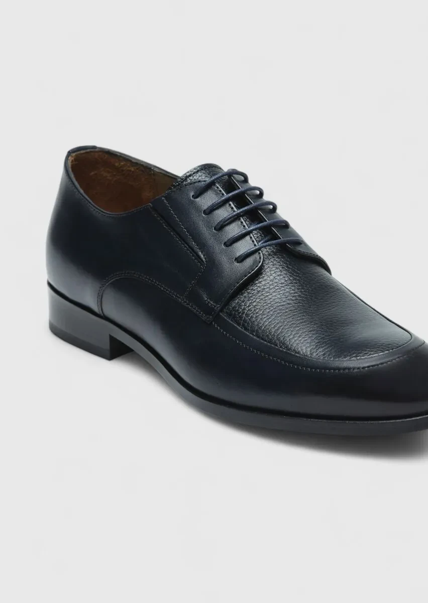 Navy Blue Leather Classical Shoes - 2