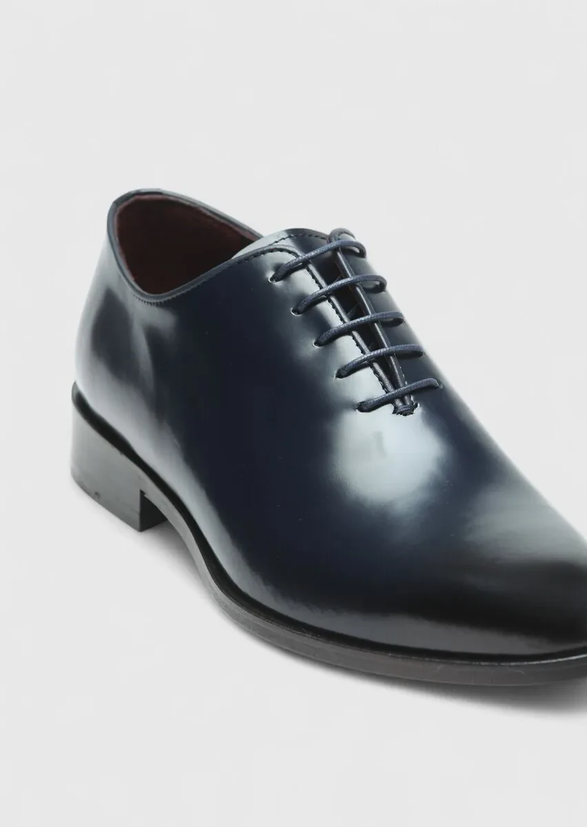 Navy Blue Leather Classical Shoes - 2