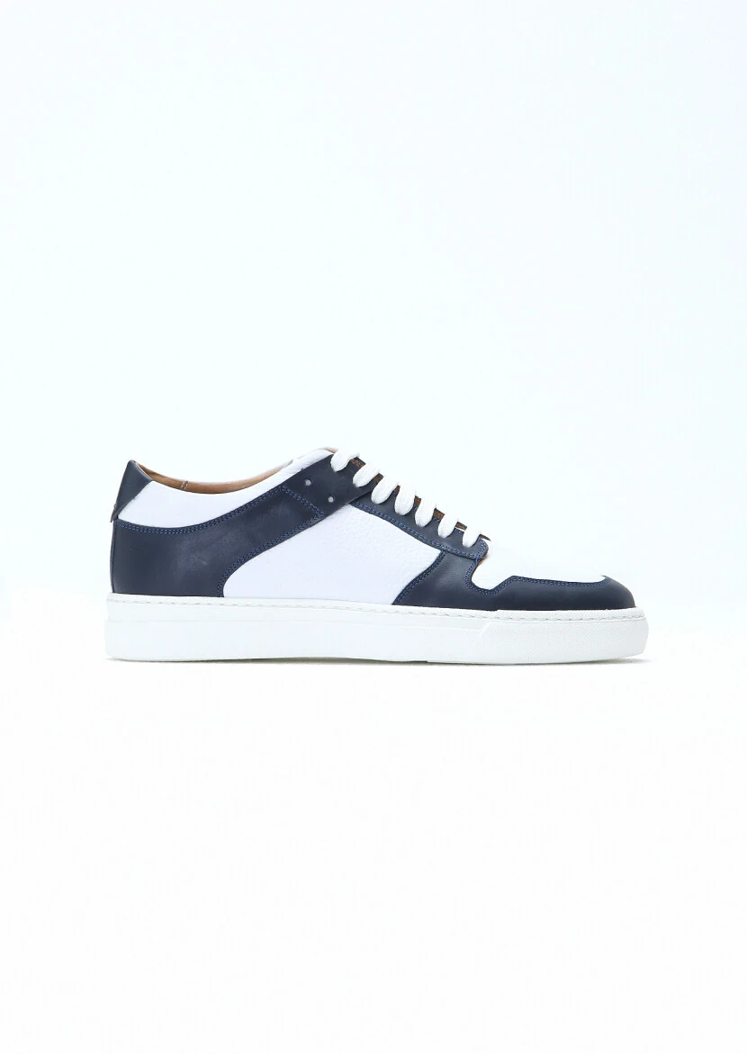 Navy Blue Leather Sneaker - RAMSEY