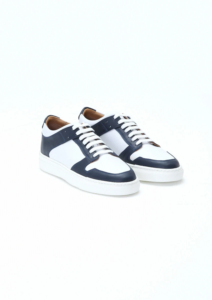Navy Blue Leather Sneaker - RAMSEY