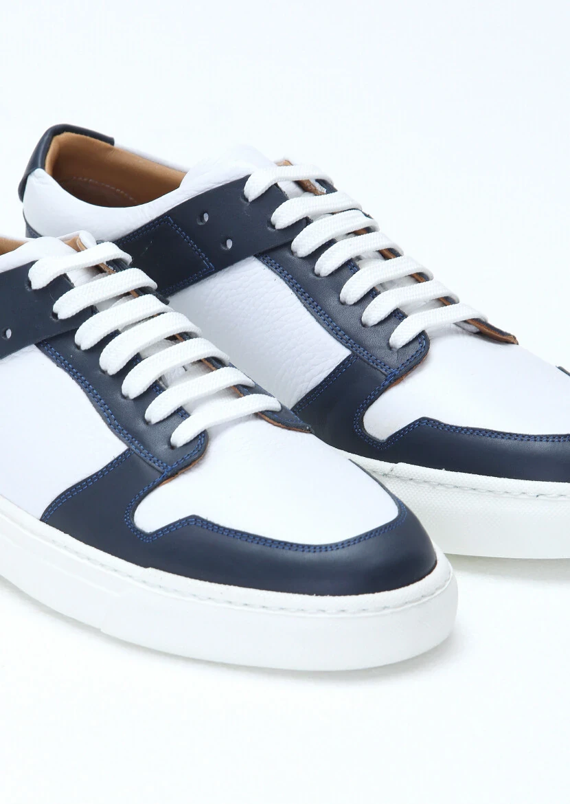 Navy Blue Leather Sneaker - 3