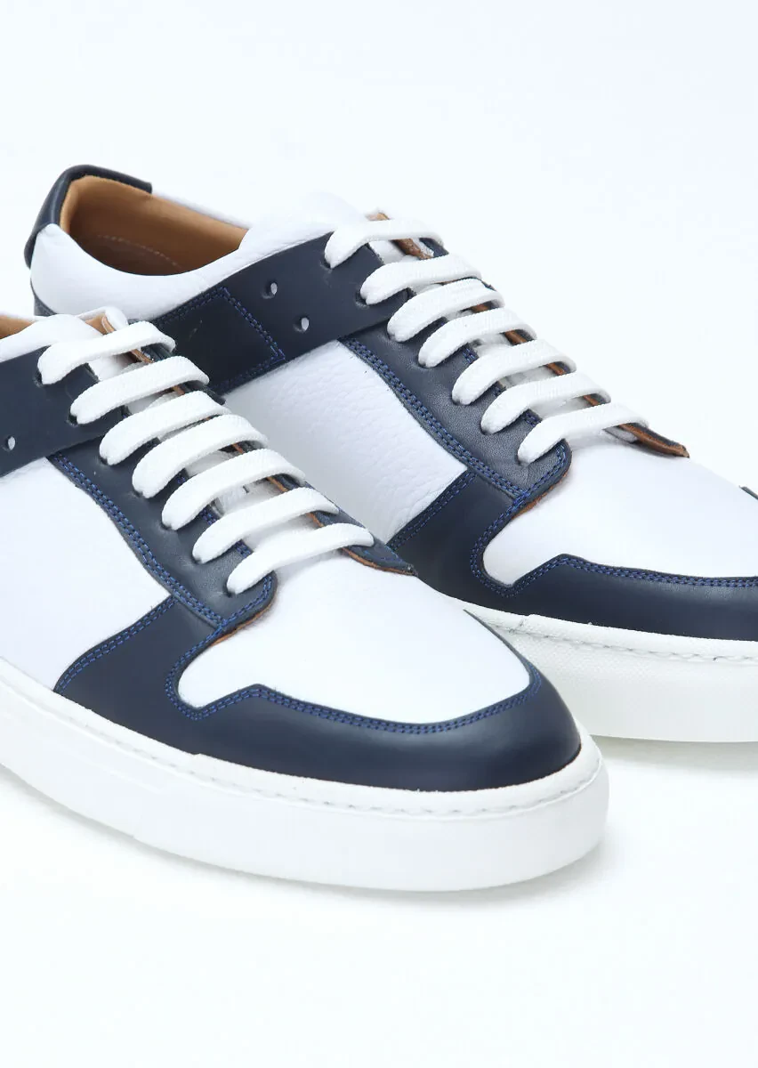 Navy Blue Leather Sneaker - 3