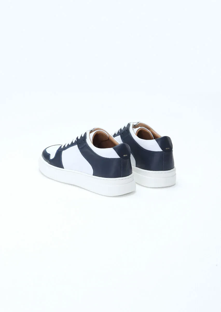 Navy Blue Leather Sneaker - 4