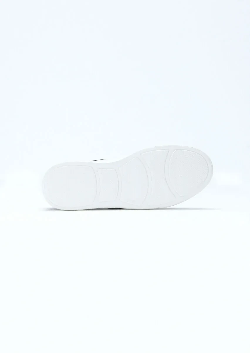 Navy Blue Leather Sneaker - 5