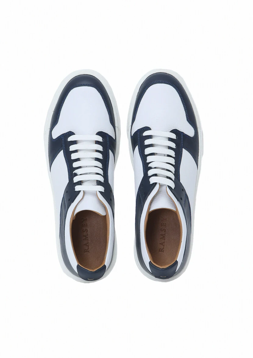 Navy Blue Leather Sneaker - 6