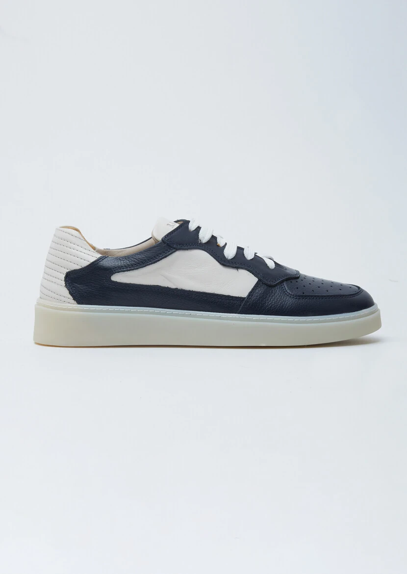 Navy Blue Leather Sneaker - RAMSEY