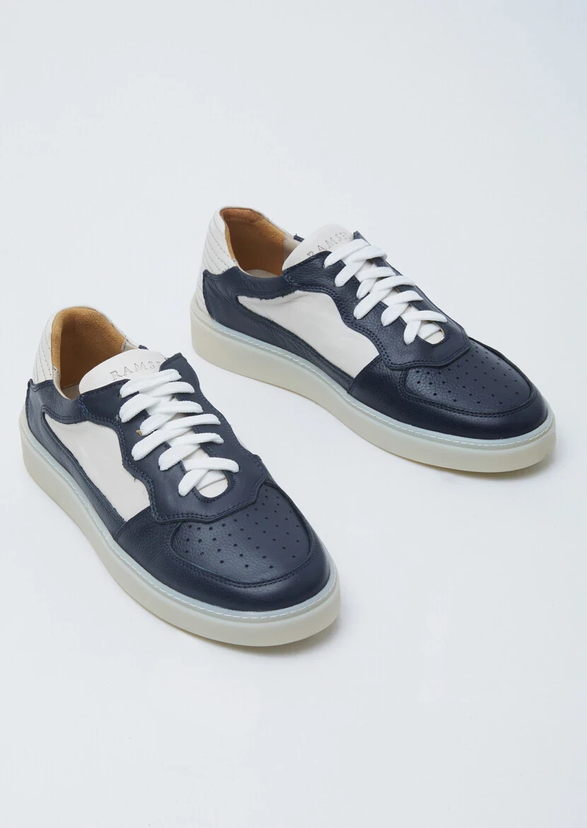 Navy Blue Leather Sneaker - 3