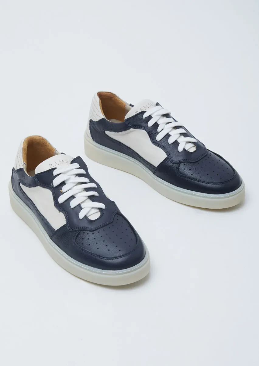 Navy Blue Leather Sneaker - 3