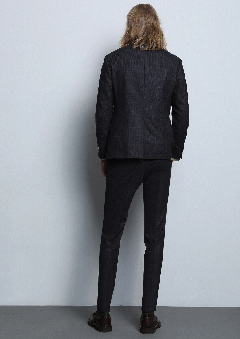 Navy Blue Micro Dynamic Fit Wool Blended Suit - 5