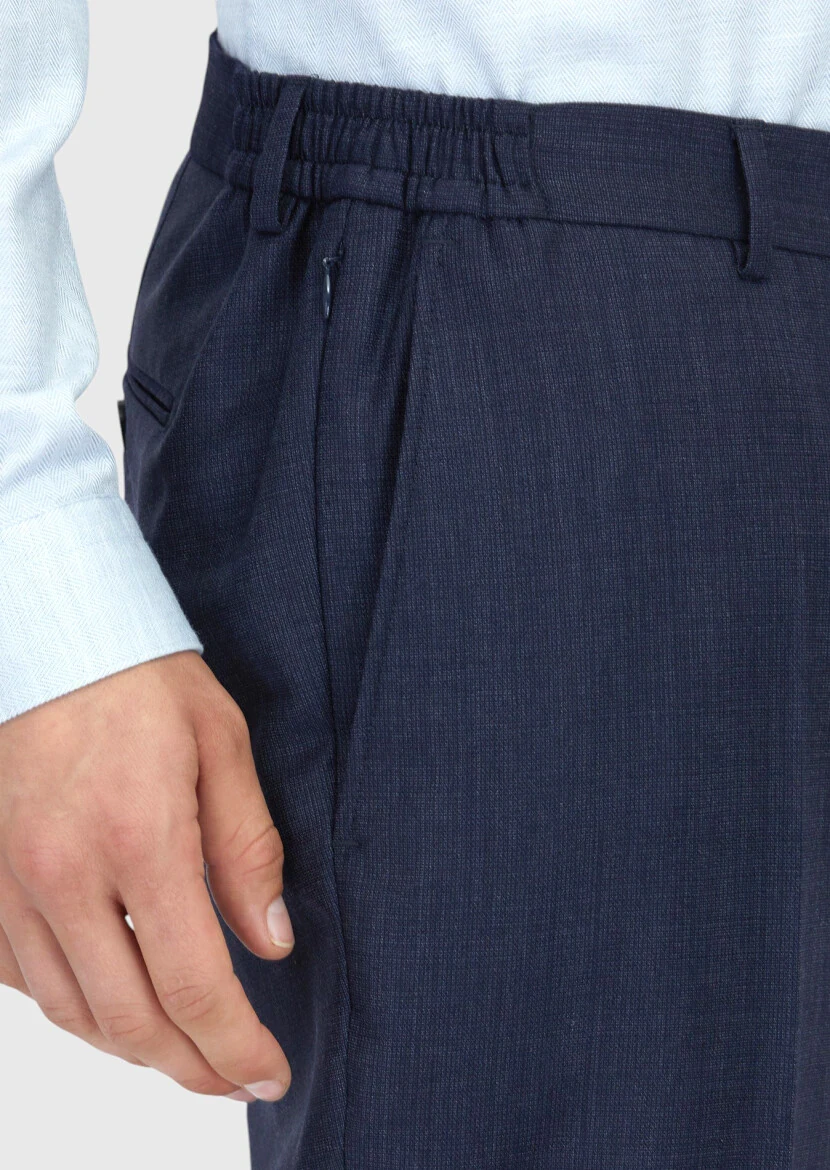 Navy Blue Micro Modern Fit 100% Wool Suit - 6