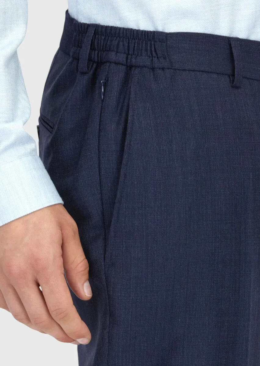 Navy Blue Micro Modern Fit 100% Wool Suit - 6