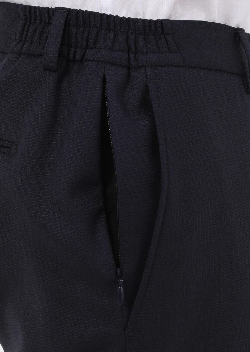 Navy Blue Micro Modern Fit Wool Blended Suit - 5