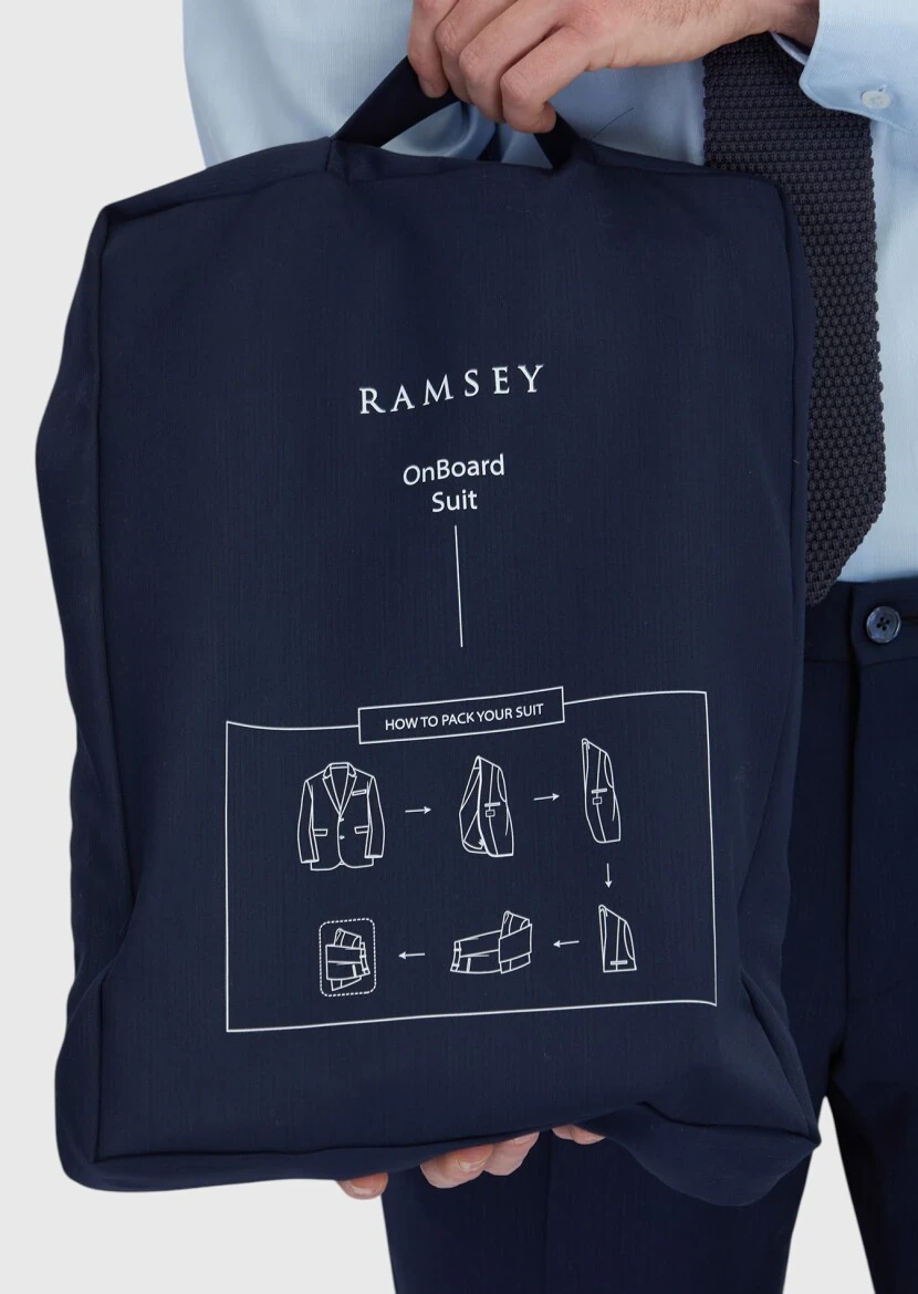 Navy Blue Micro Modern Fit Wool Blended Suit - 6