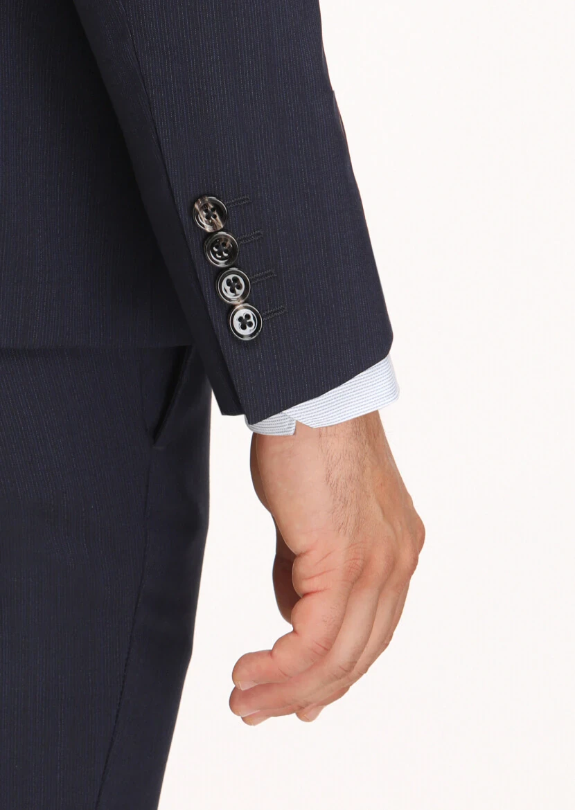 Navy Blue Micro Zeroweight Slim Fit 100% Wool Suit - 6