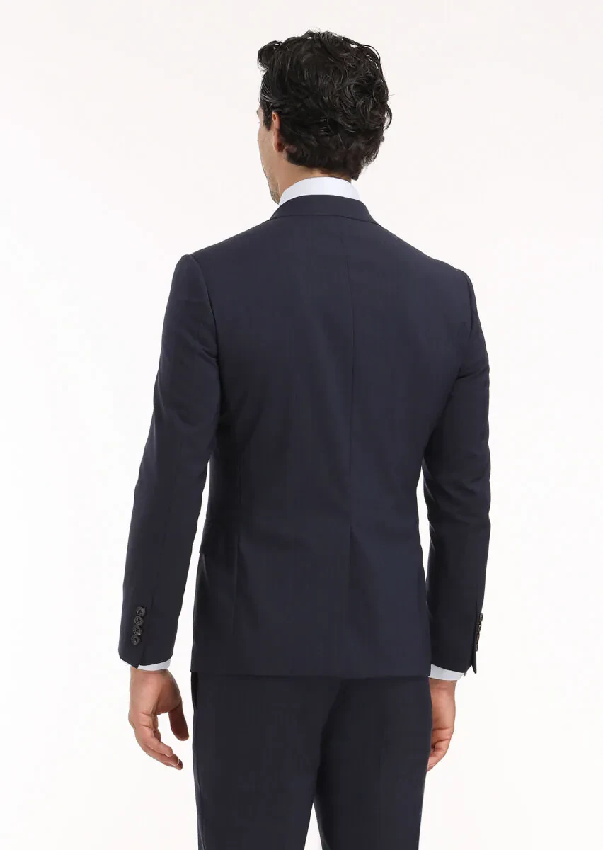 Navy Blue Micro Zeroweight Slim Fit 100% Wool Suit - 7