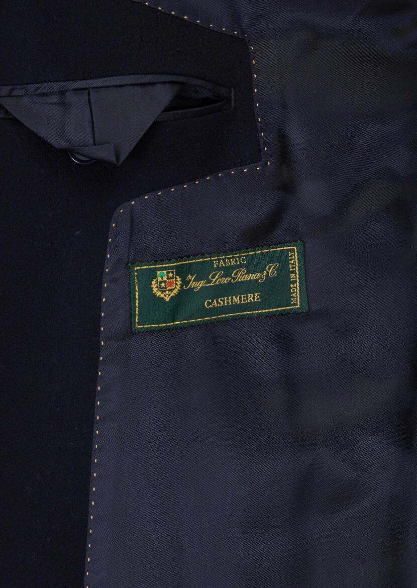 Navy Blue Oversize Fit Casual Weaving Overcoat - 6