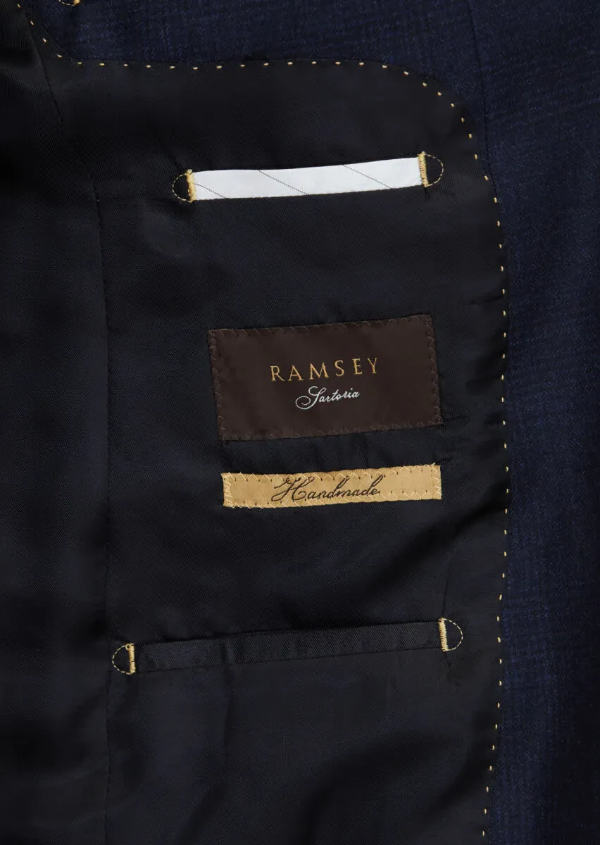 Navy Blue Patterned Regular Fit 100% Wool Jacket - 6