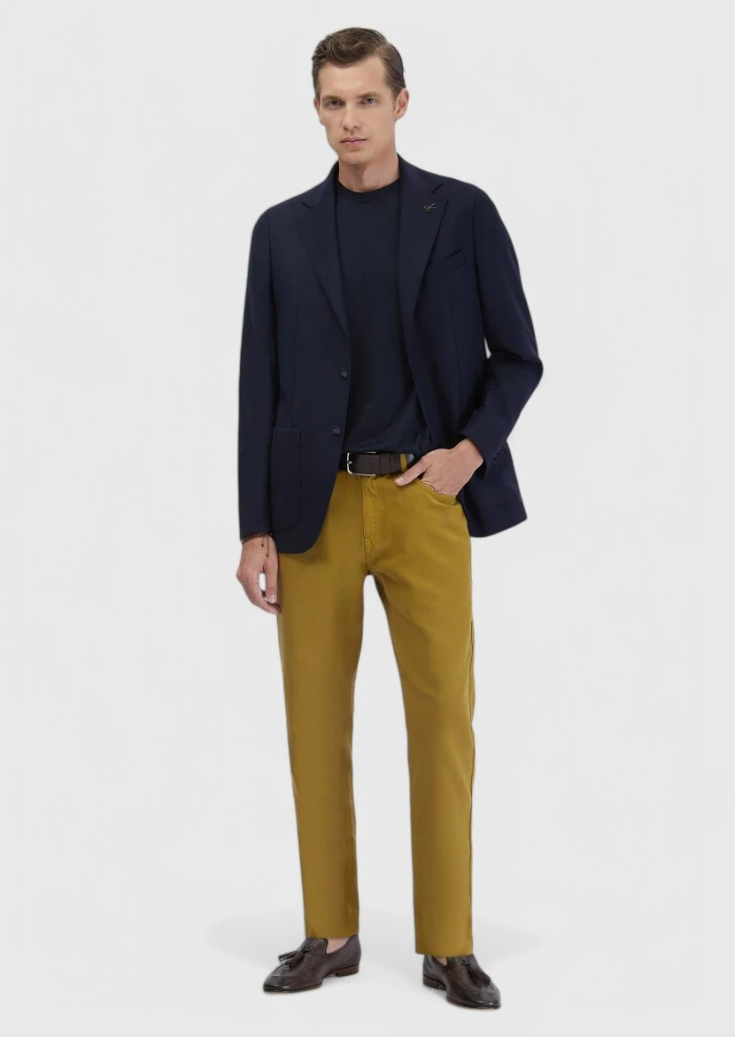 Navy Blue Plain Comfort Fit 100% Wool Jacket - RAMSEY