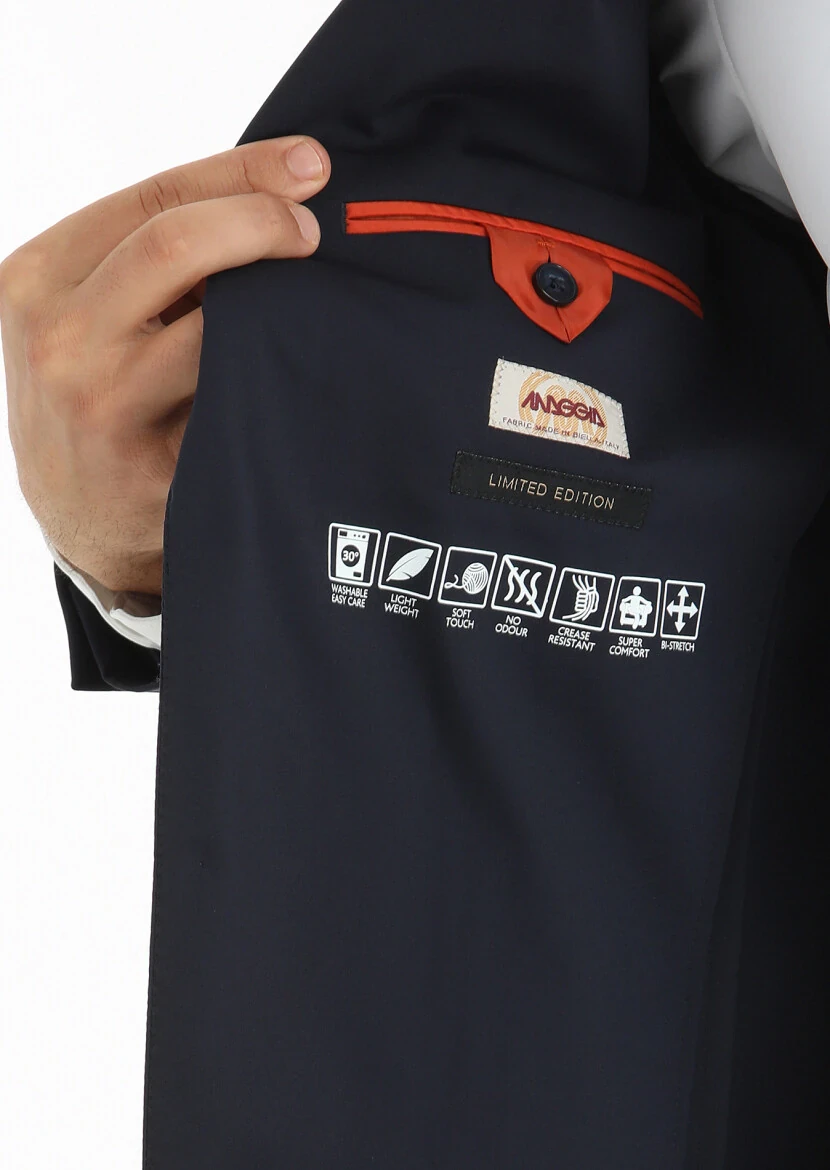 Navy Blue Plain Comfort Fit Suit - 6