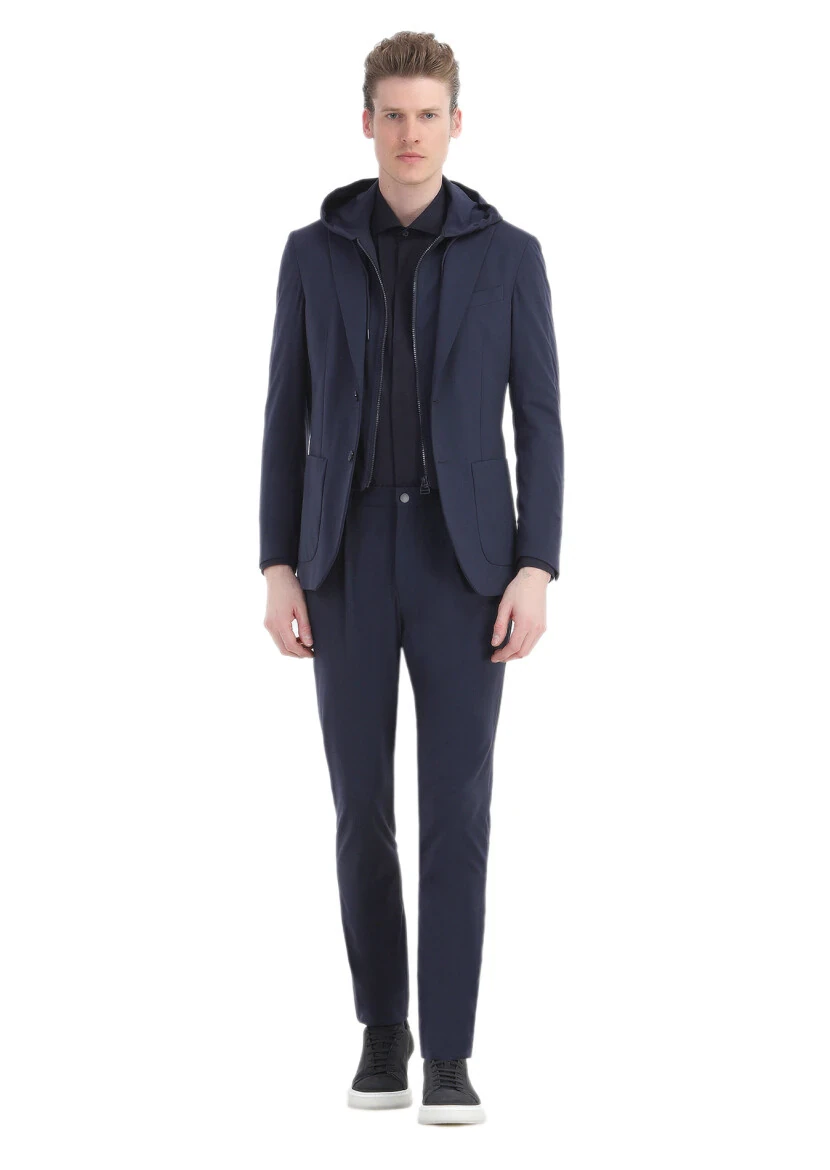 Navy Blue Plain Comfort Fit Suit - RAMSEY