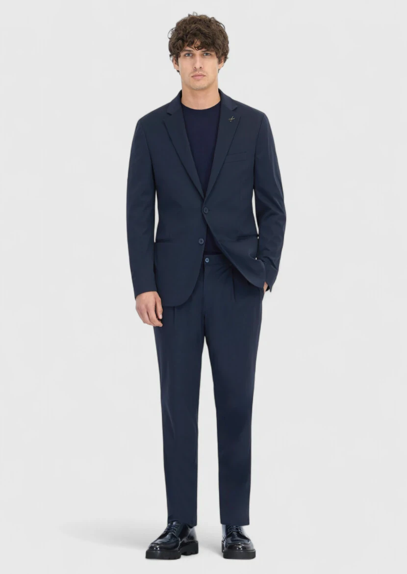 Navy Blue Plain Comfort Fit Suit - RAMSEY