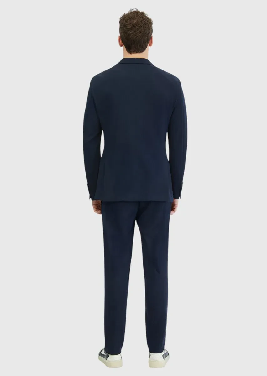 Navy Blue Plain Comfort Fit Suit - 6