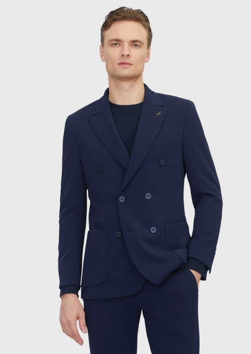 Navy Blue Plain Comfort Fit Suit - RAMSEY