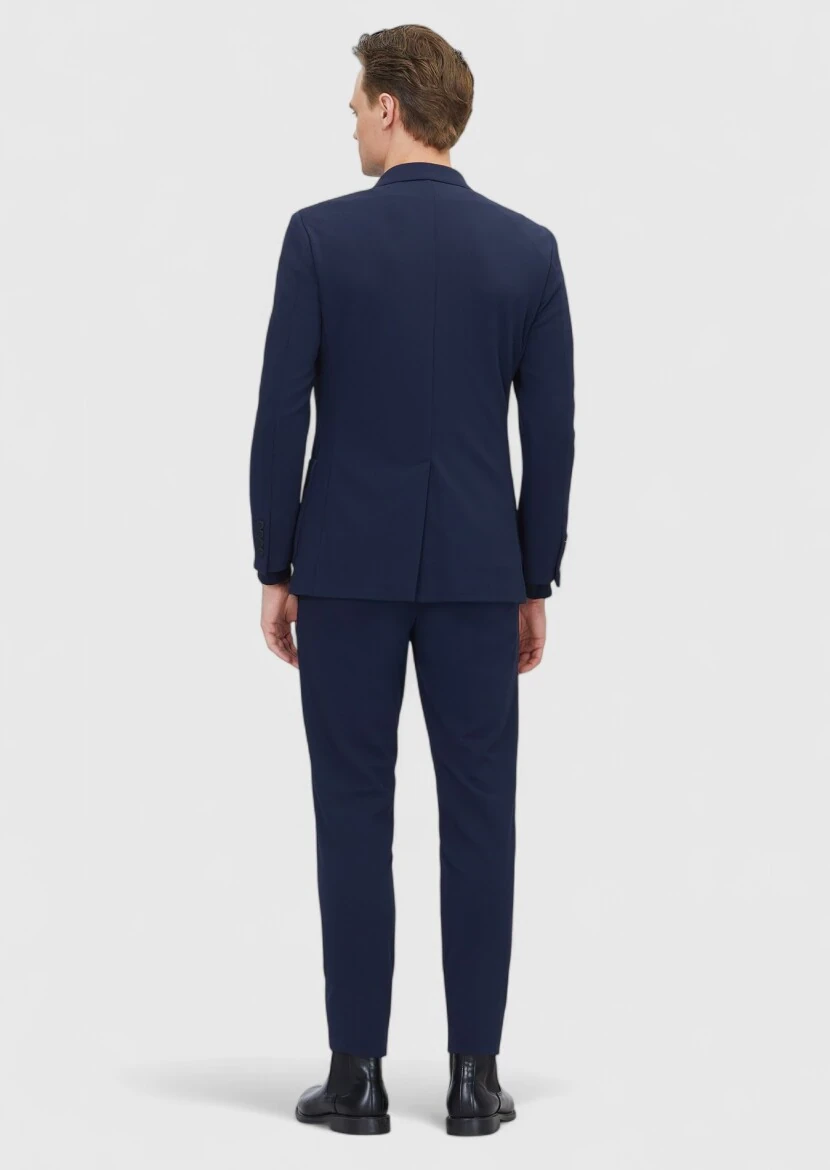 Navy Blue Plain Comfort Fit Suit - 8