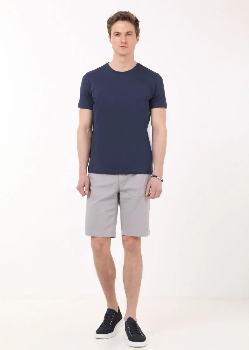 Navy Blue Plain Crew Neck 100% Cotton T-Shirt - 1