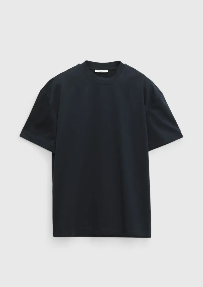 Navy Blue Plain Crew Neck 100% Cotton T-Shirt - 5