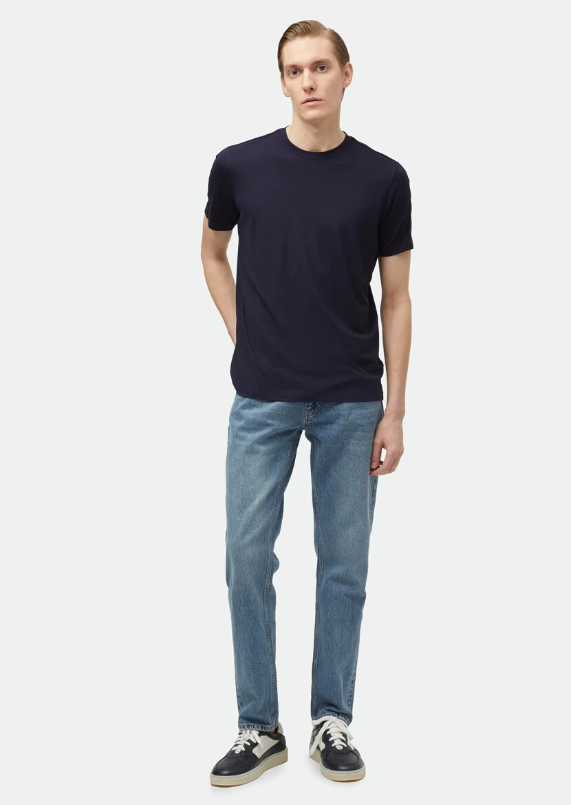 Navy Blue Plain Crew Neck T-Shirt 