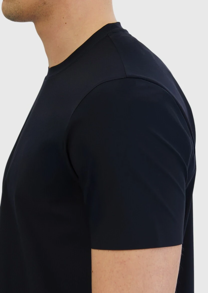 Navy Blue Plain Crew Neck T-Shirt - 4