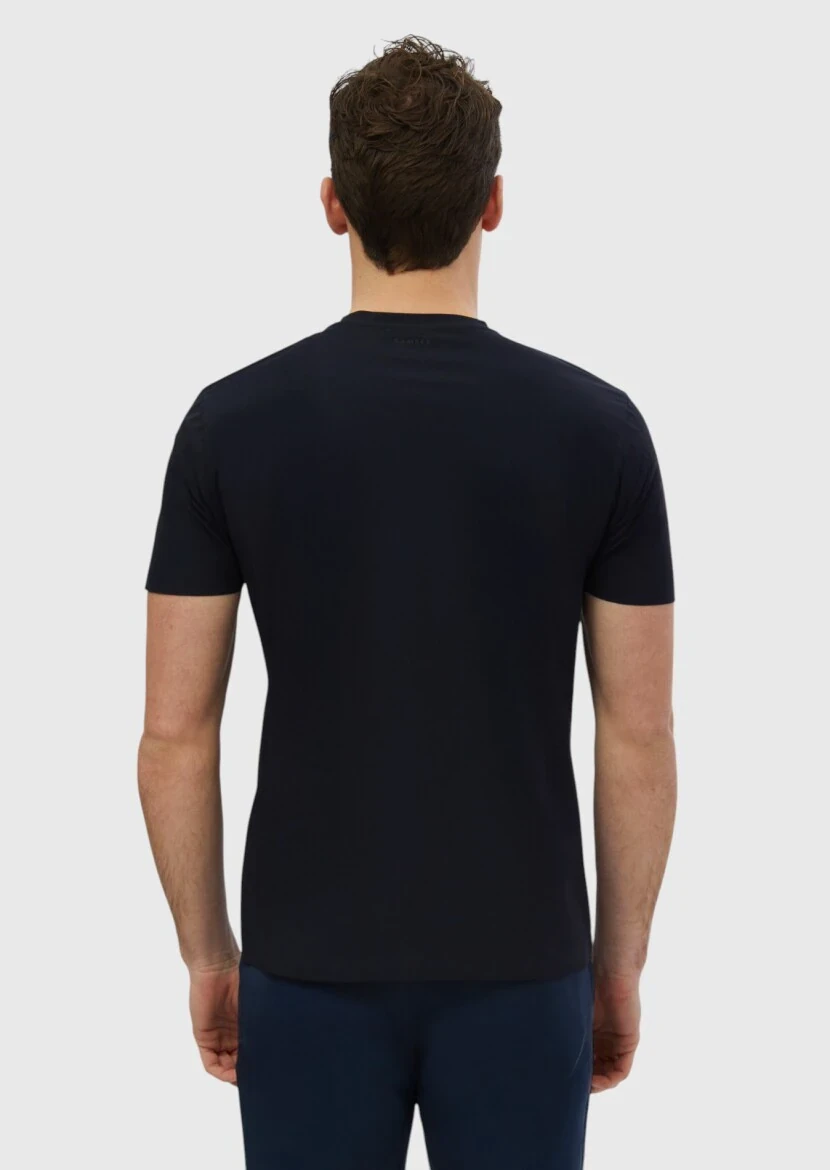 Navy Blue Plain Crew Neck T-Shirt - 5