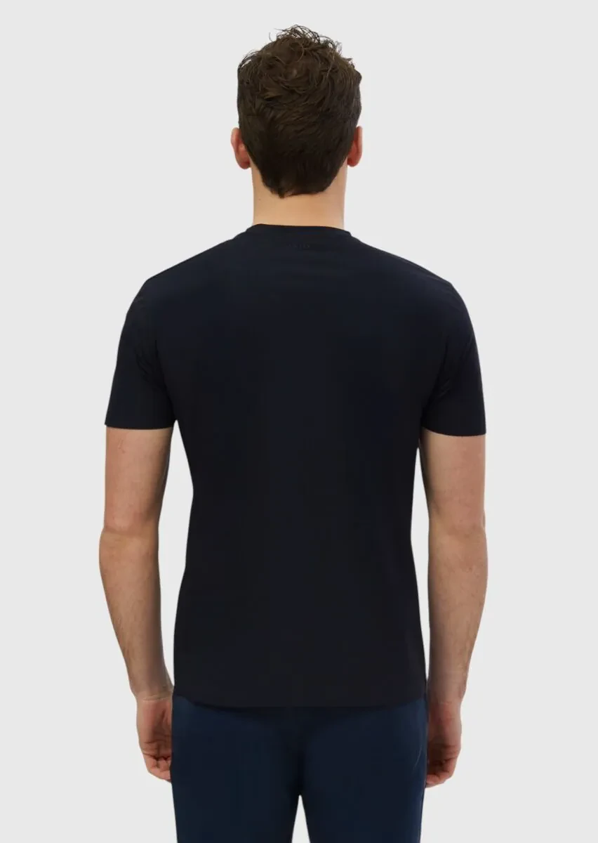 Navy Blue Plain Crew Neck T-Shirt - 5
