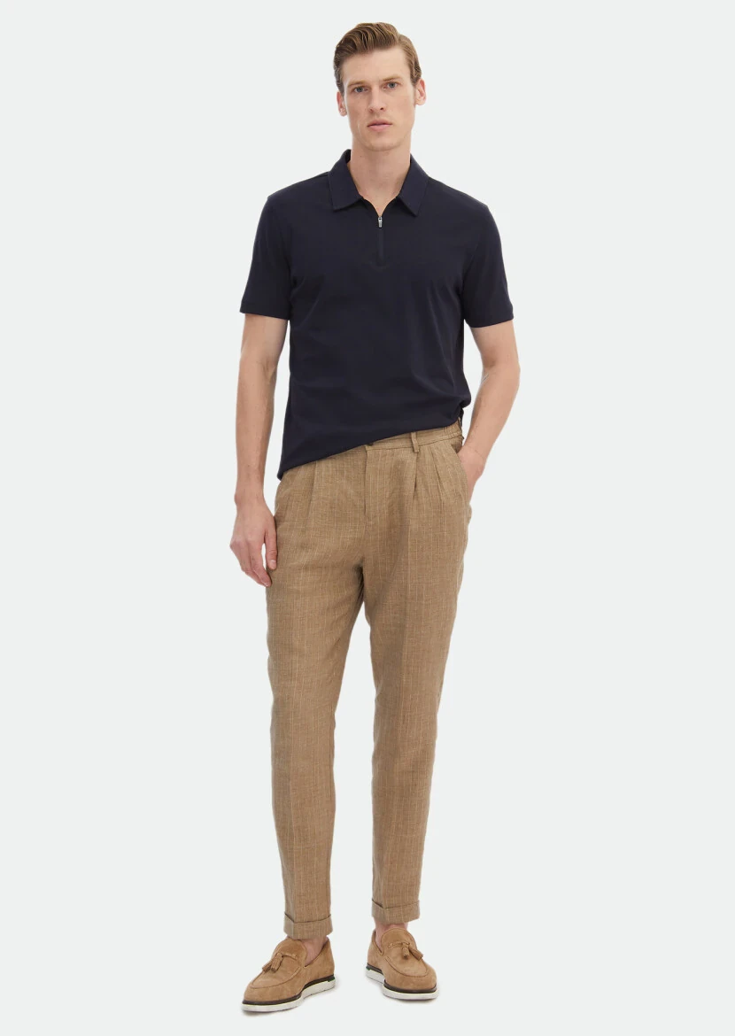 Navy Blue Plain Polo Neck 100% Cotton T-Shirt 