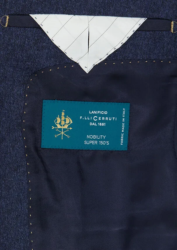 Navy Blue Plain Regular Fit 100% Wool Suit - 4