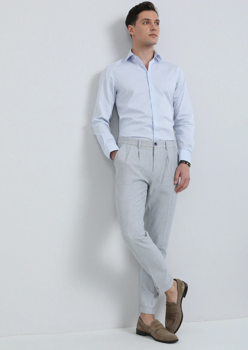 Navy Blue Plain Regular Fit Weaving Classical Shirt 