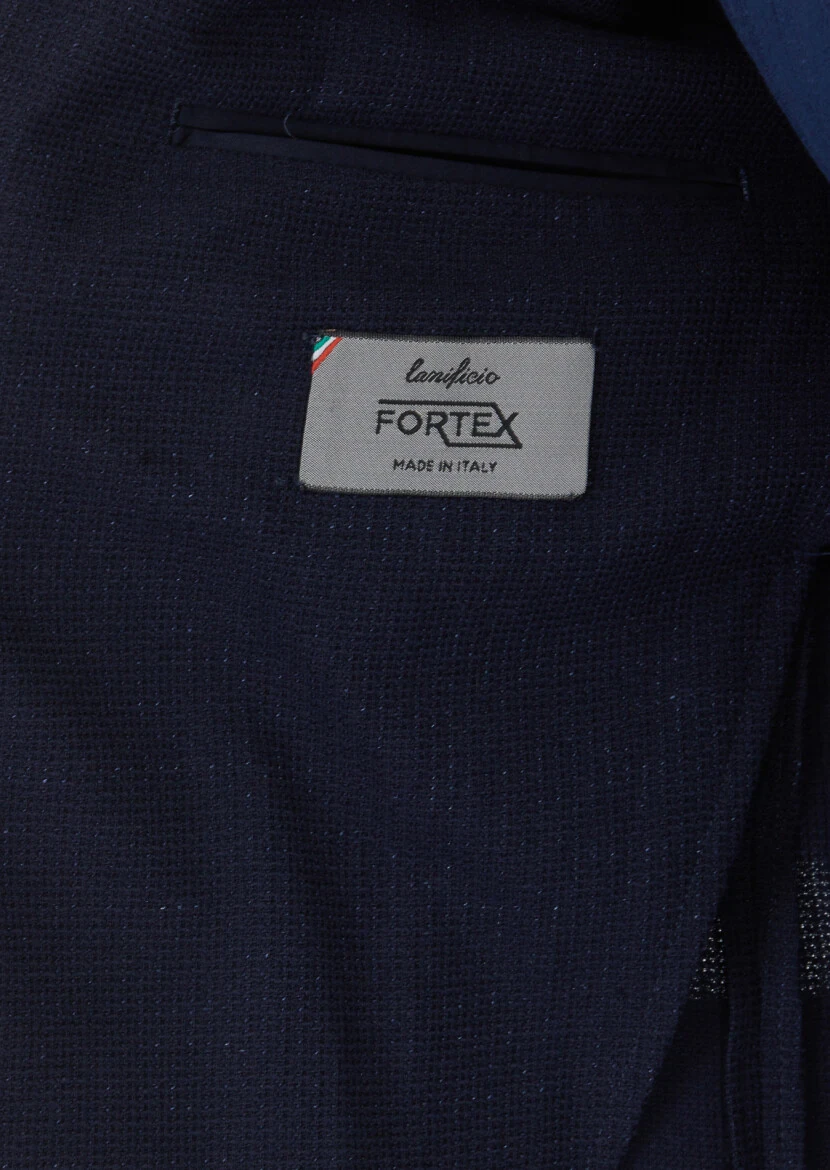 Navy Blue Plain Shirt Shoulder Slim Fit Cotton Blended Jacket - 6