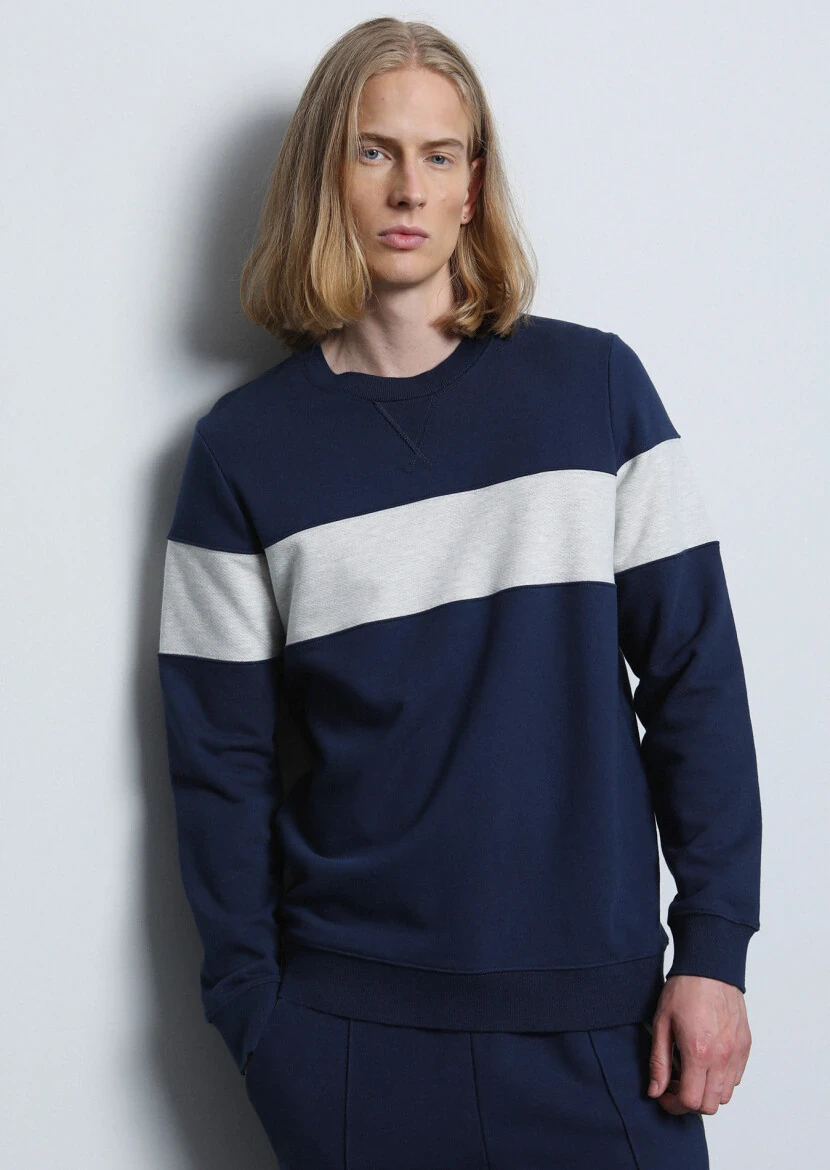 Navy Blue Plain Sweatshirt - 1