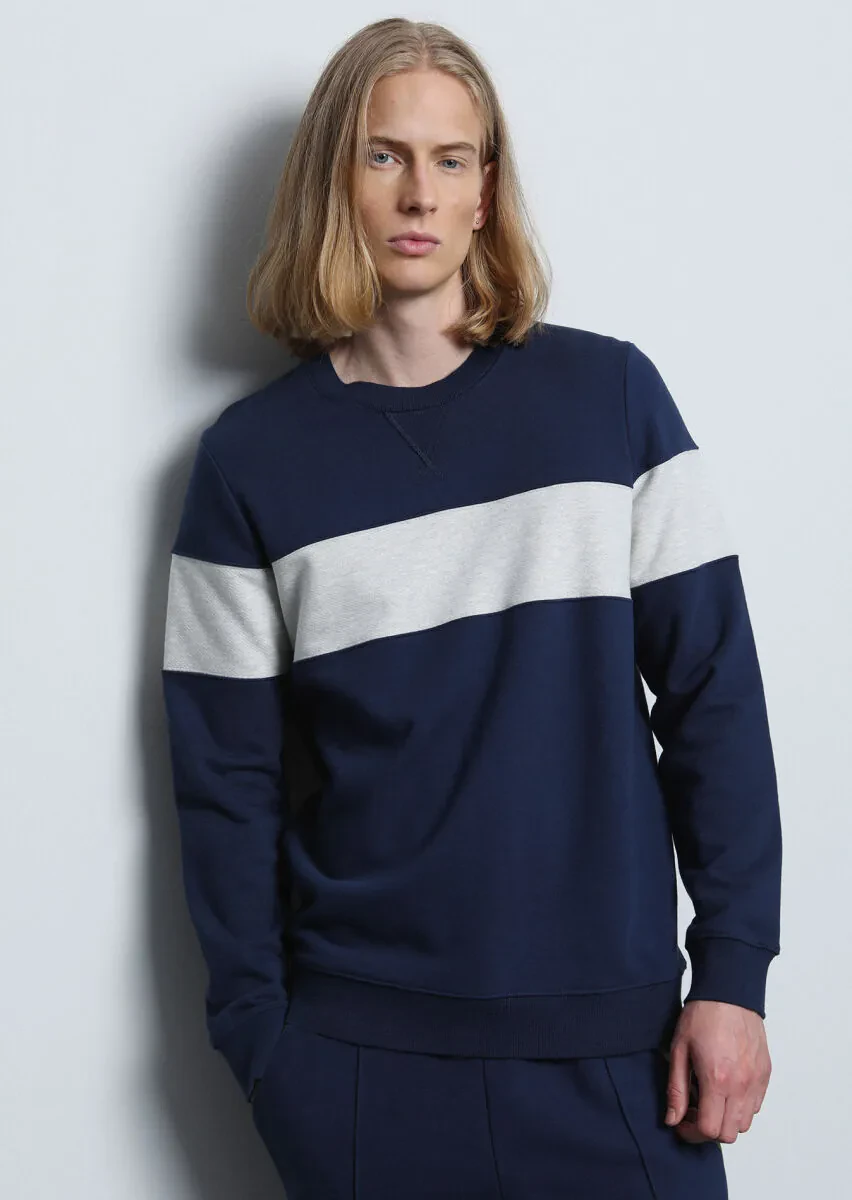Navy Blue Plain Sweatshirt - 1