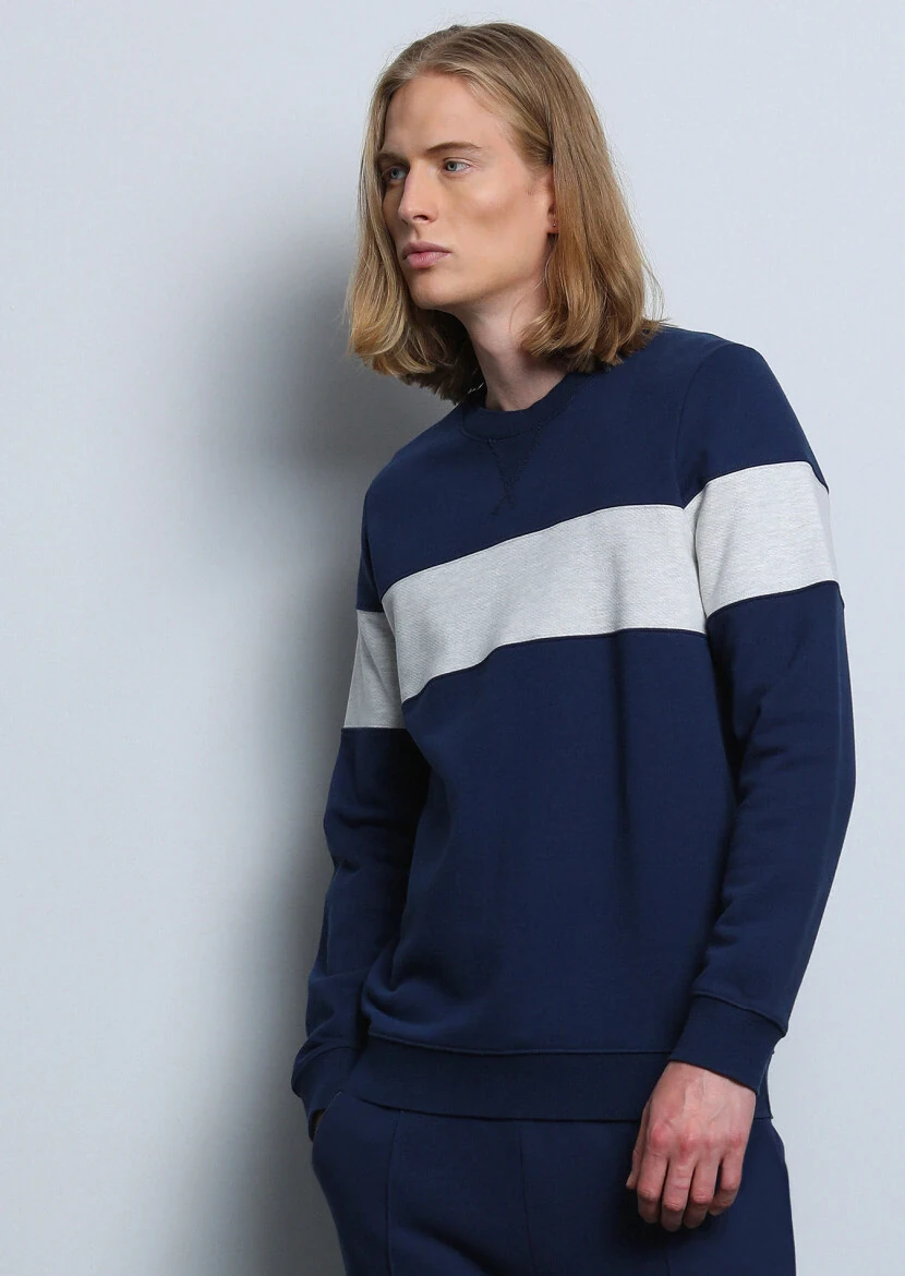 Navy Blue Plain Sweatshirt - 2