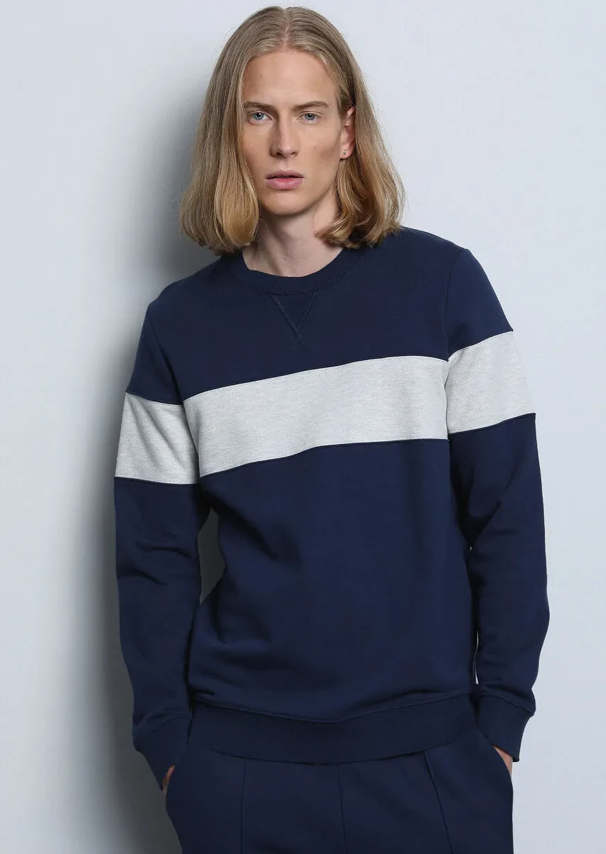 Navy Blue Plain Sweatshirt - 3