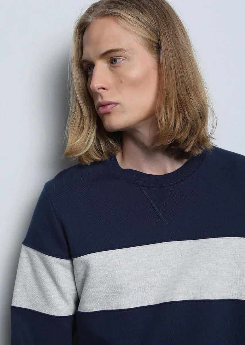 Navy Blue Plain Sweatshirt - 4