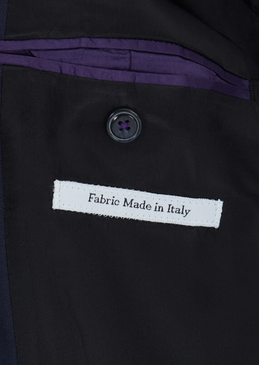 Navy Blue Plain Zeroweight Slim Fit 100% Wool Suit - 5