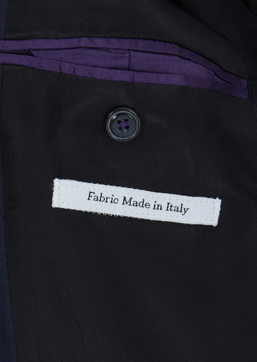 Navy Blue Plain Zeroweight Slim Fit 100% Wool Suit - 5