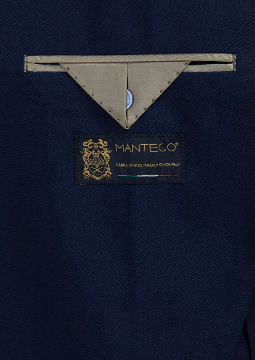 Navy Blue Plain Zeroweight Slim Fit Wool Blended Suit - 7