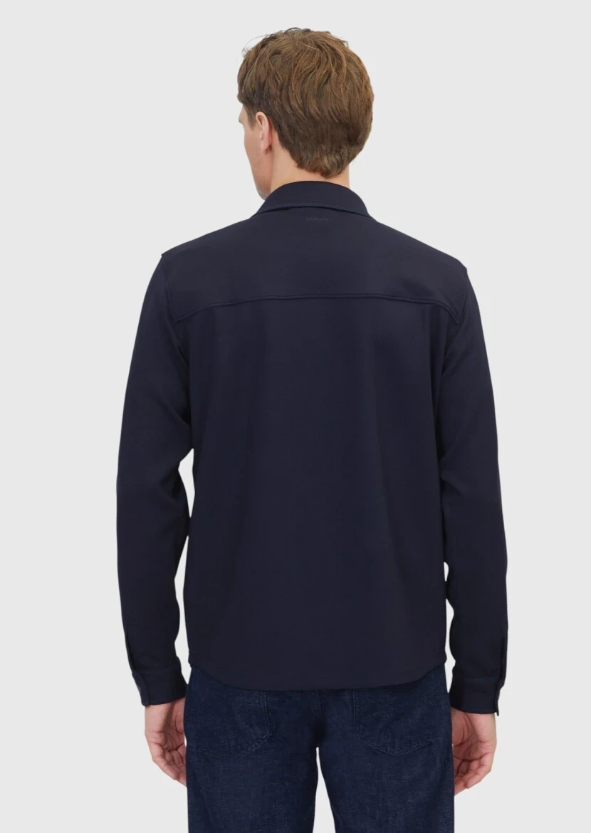 Navy Blue Polo Neck Plain Sweatshirt - 7