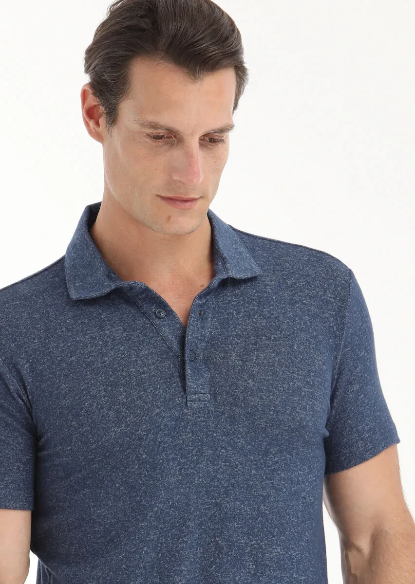 Navy Blue Polo Neck T-Shirt - 3