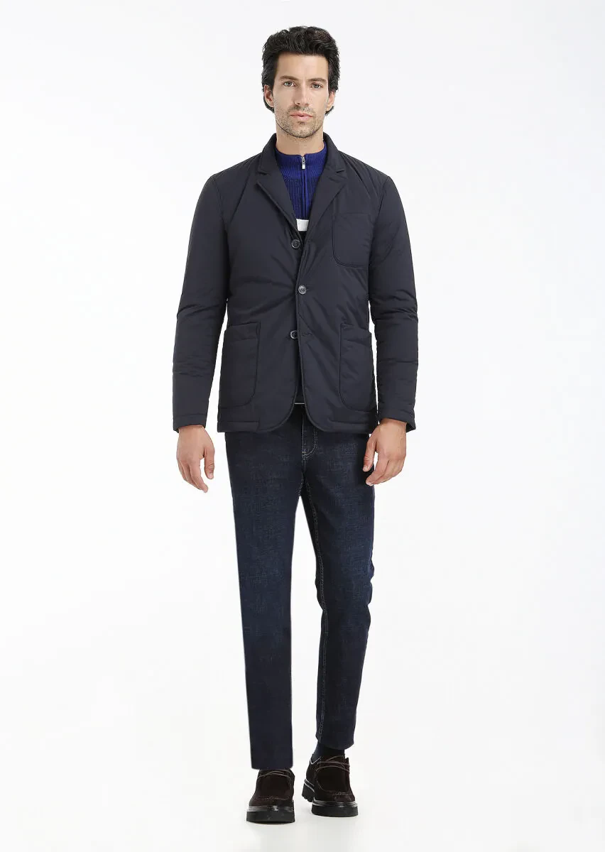 Navy Blue Regular Fit Blazer - 1